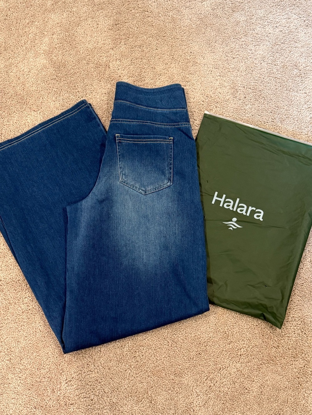 HALARA Flex High Waisted Pockets Baggy Wide Leg Washed Casual Denim Jeans